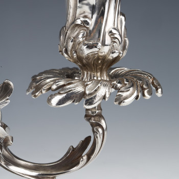 CARDEILHAC - Pair of low candelabras in sterling silver 19th century