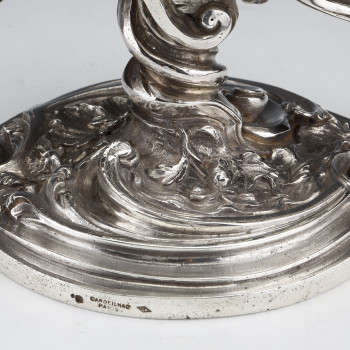 CARDEILHAC - Pair of low candelabras in sterling silver 19th century