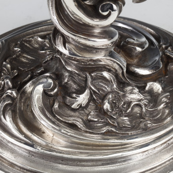 CARDEILHAC - Pair of low candelabras in sterling silver 19th century