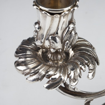 CARDEILHAC - Pair of low candelabras in sterling silver 19th century