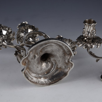CARDEILHAC - Pair of low candelabras in sterling silver 19th century