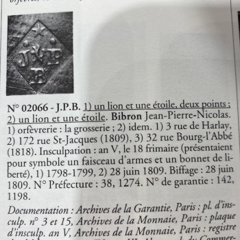 Jean-Pierre BIBRON – Serviteur en argent massif époque empire 2e COQ  1809/1819