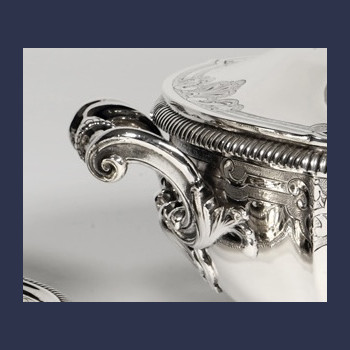 LAPPARRA - Vegetable dish and sauce boat in solid silver circa 19th century