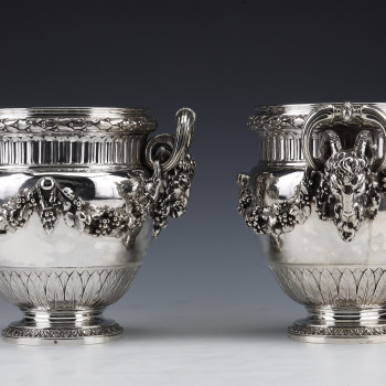 BOIN TABURET - Pair of solid silver wine coolers Louis XVI - 19th century