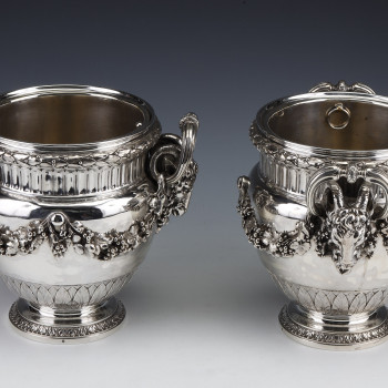 BOIN TABURET - Pair of solid silver wine coolers Louis XVI - 19th century