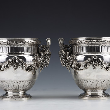 BOIN TABURET - Pair of solid silver wine coolers Louis XVI - 19th century