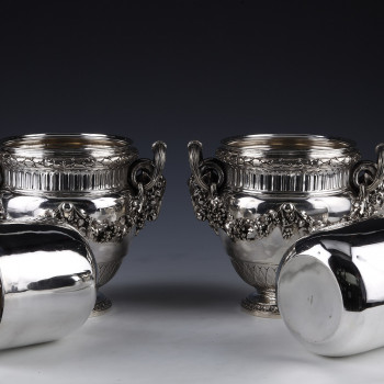 BOIN TABURET - Pair of solid silver wine coolers Louis XVI - 19th century