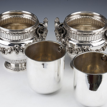 BOIN TABURET - Pair of solid silver wine coolers Louis XVI - 19th century