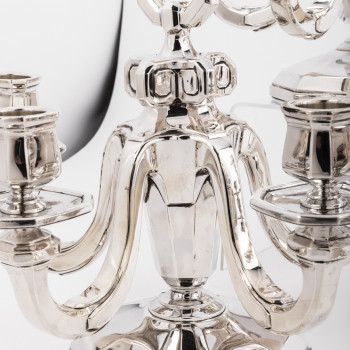 Goldsmith Gustave KELLER - Pair of candelabras in sterling silver, Art Deco period
