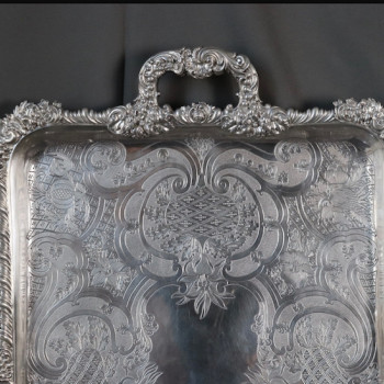 Charles Nicolas ODIOT - Important solid silver tray circa 1840/1860