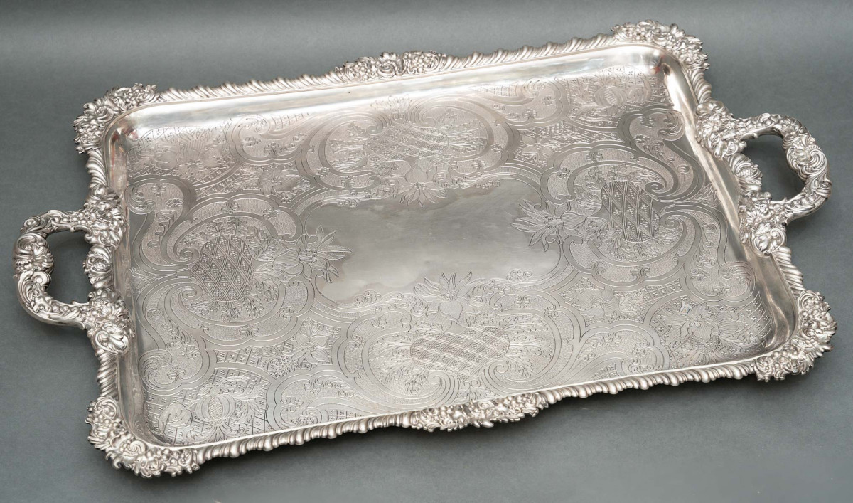 Charles Nicolas ODIOT - Important solid silver tray circa 1840/1860