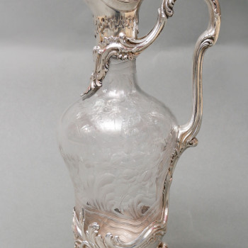 Boin Taburet – Ewer in engraved crystal and solid silver 19th century