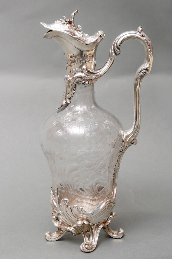 Boin Taburet – Ewer in engraved crystal and solid silver 19th century