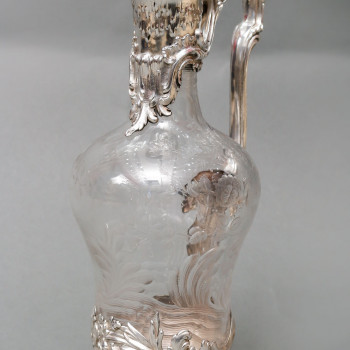 Boin Taburet – Ewer in engraved crystal and solid silver 19th century