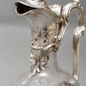 Boin Taburet – Ewer in engraved crystal and solid silver 19th century