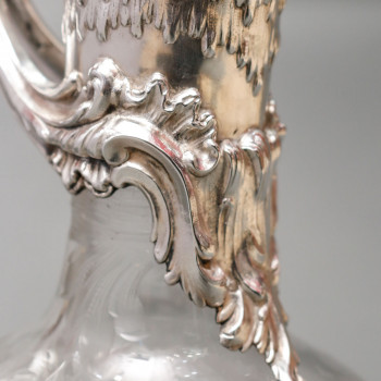 Boin Taburet – Ewer in engraved crystal and solid silver 19th century