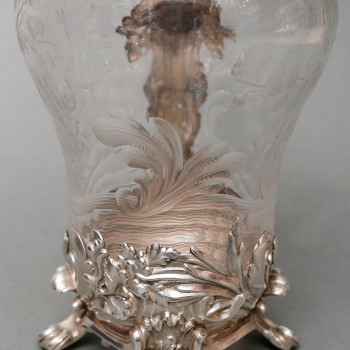 Boin Taburet – Ewer in engraved crystal and solid silver 19th century
