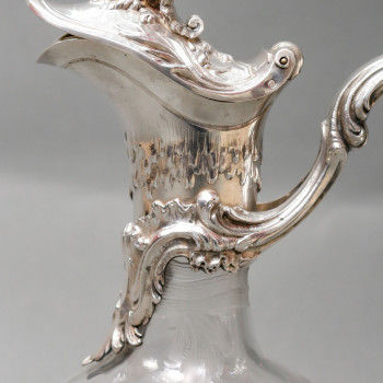 Boin Taburet – Ewer in engraved crystal and solid silver 19th century