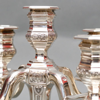 TETARD Frères - Pair of low candelabras in solid silver circa 1930