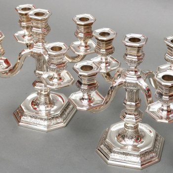TETARD Frères - Pair of low candelabras in solid silver circa 1930