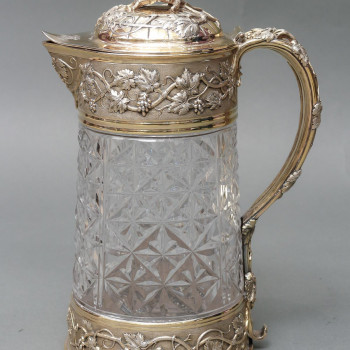 Orfèvre ODIOT - Cut crystal pitcher with vermeil setting 19th century