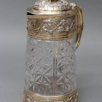 Orfèvre ODIOT - Cut crystal pitcher with vermeil setting 19th century