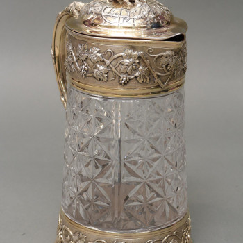 Orfèvre ODIOT - Cut crystal pitcher with vermeil setting 19th century