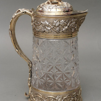 Orfèvre ODIOT - Cut crystal pitcher with vermeil setting 19th century