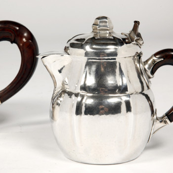 SET OF TWO SILVER TEAPOTS BY THE GOLDSMITH G.LECOMTE XXth