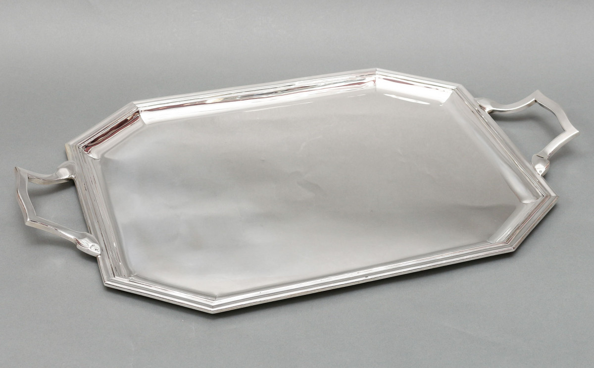 E. VABRE – ART DECO solid silver tray circa 1930