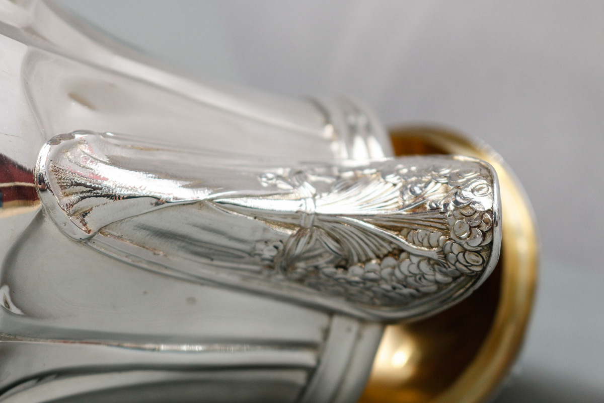 LELIÈVRE (Eugène-Alfred) – Verseuse en argent Massif TIFFANY circa 1880  ART NOUVEAU