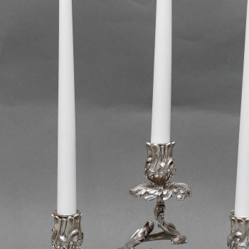 CARDEILHAC - Pair of low candelabras in sterling silver 19th century