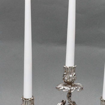 CARDEILHAC - Pair of low candelabras in sterling silver 19th century