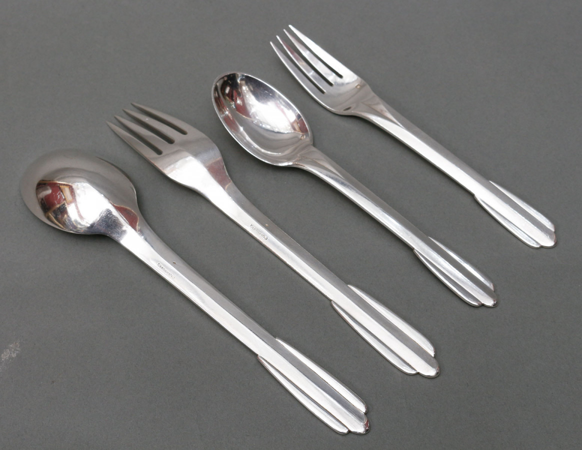FJERDINGSTAD – Solid silver cutlery 78 ART DECO pieces