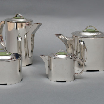 C. FJERDINGSTAD - Service the/café moderniste en argent massif Circa 1950