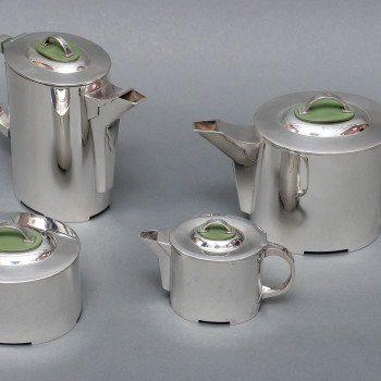 C. FJERDINGSTAD - Service the/café moderniste en argent massif Circa 1950