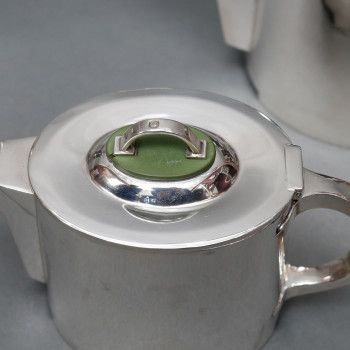 C. FJERDINGSTAD - Service the/café moderniste en argent massif Circa 1950