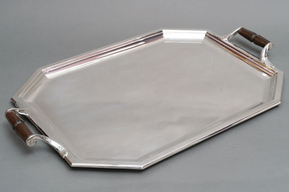Goldsmith PUIFORCAT – Solid silver tray ART DECO period