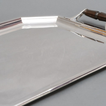 Goldsmith PUIFORCAT – Solid silver tray ART DECO period