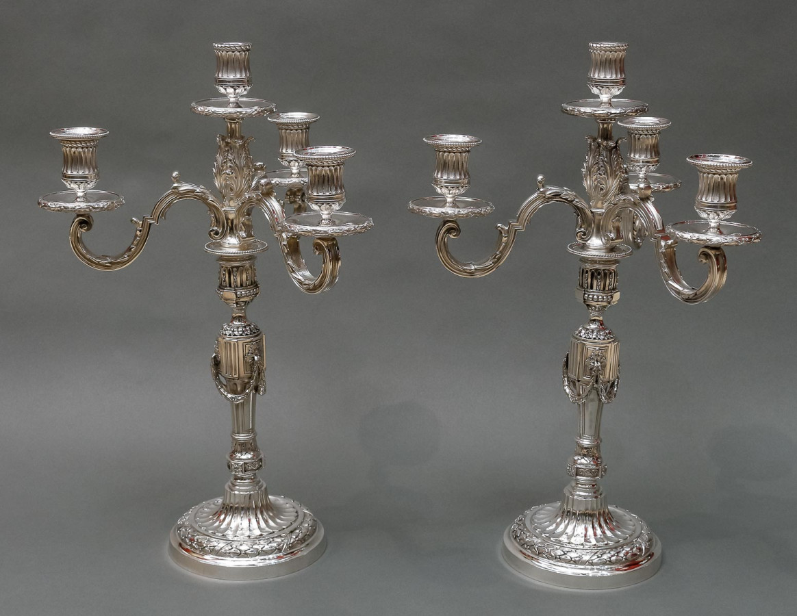 Goldsmith: Gaston SIGNARD - Pair of solid silver candelabra from the early 20th century