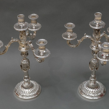 Goldsmith: Gaston SIGNARD - Pair of solid silver candelabra from the early 20th century