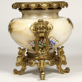 EUGENE CORNU - Paire de vases en onyx d'Algérie et bronze XIXe