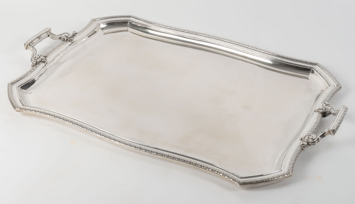 D. ROUSSEL - Rectangular solid silver tray Circa 1880