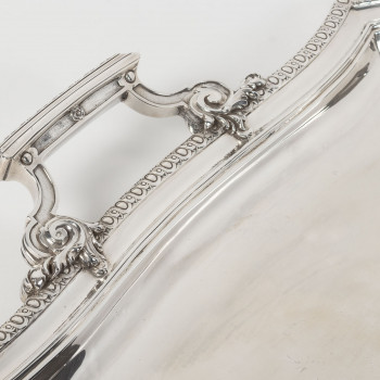 D. ROUSSEL - Rectangular solid silver tray Circa 1880