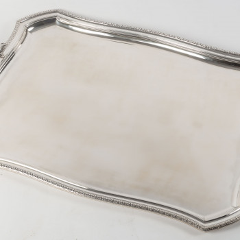 D. ROUSSEL - Plateau en argent massif rectangulaire Circa 1880