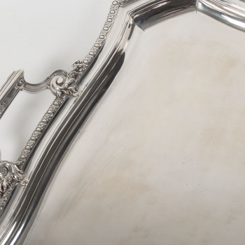 D. ROUSSEL - Rectangular solid silver tray Circa 1880