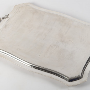 D. ROUSSEL - Rectangular solid silver tray Circa 1880