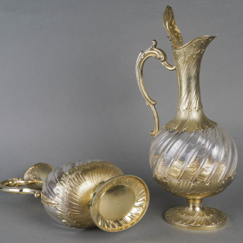 Gustave ODIOT – Pair of crystal and vermeil ewers Circa 1870/1880