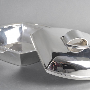 CHRISTOFLE - MODERNIST TUNER ON ITS ART DECO STERLING SILVER TRAY