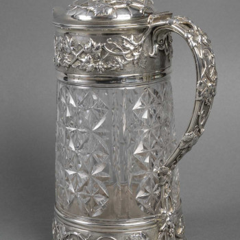 Goldsmith ODIOT - Cut crystal pitcher with solid silver mount 19th century